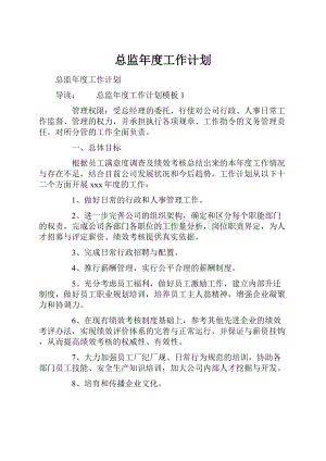 总监年度工作计划Word文档下载推荐.docx