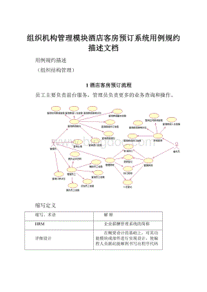 组织机构管理模块酒店客房预订系统用例规约描述文档Word文档格式.docx