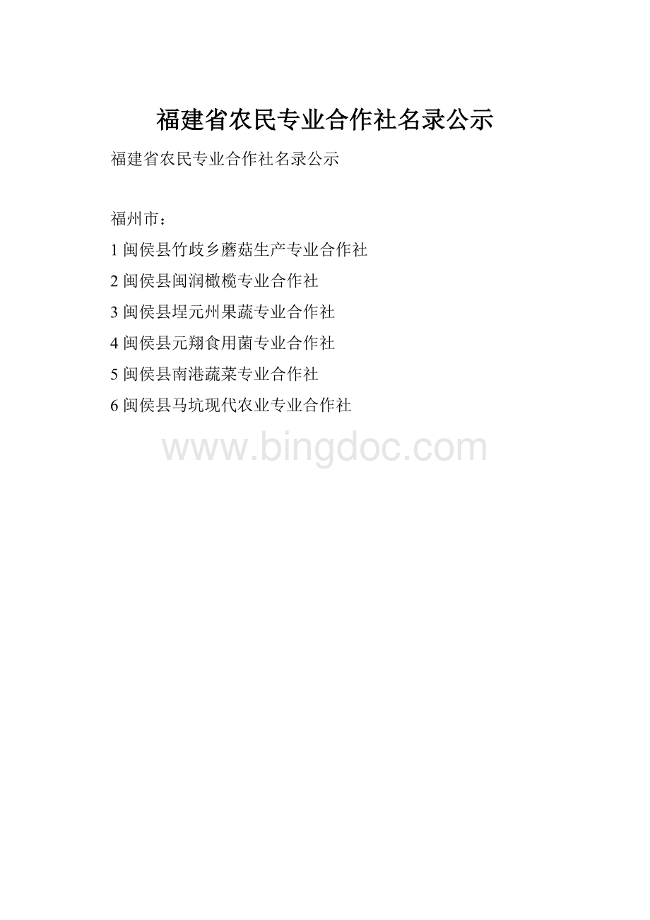 福建省农民专业合作社名录公示.docx_第1页