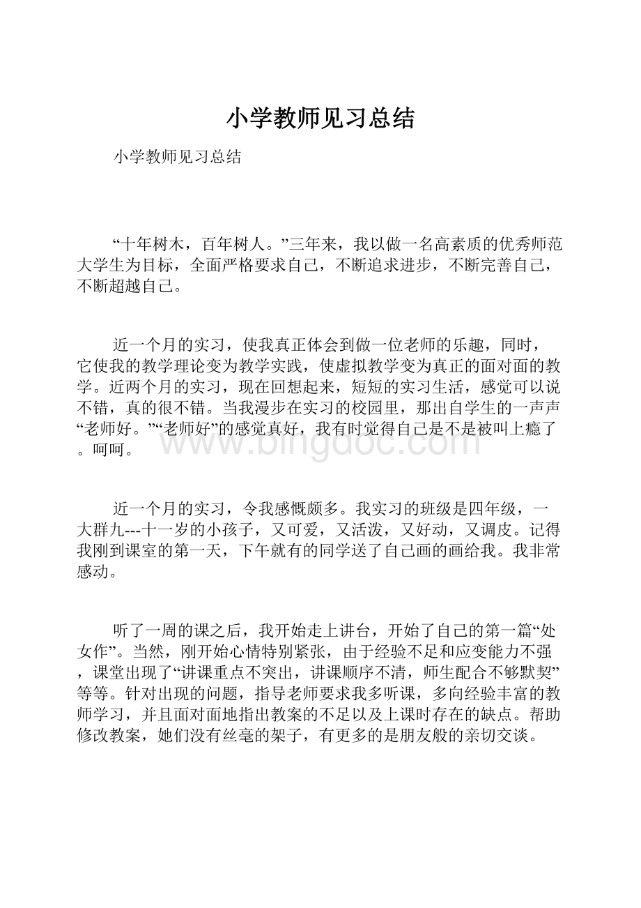 小学教师见习总结Word格式文档下载.docx_第1页