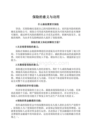 保险的意义与功用文档格式.docx