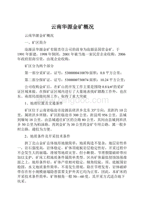 云南华源金矿概况Word文件下载.docx