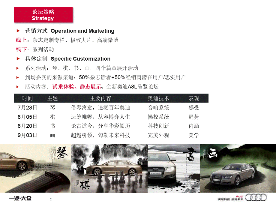 全新奥迪A8L高端品鉴论坛系列琴棋书画.ppt_第2页