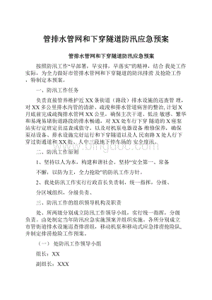 管排水管网和下穿隧道防汛应急预案.docx