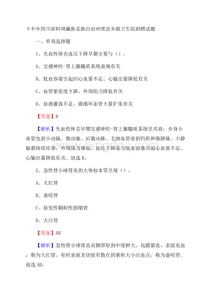 下半年四川省阿坝藏族羌族自治州理县乡镇卫生院招聘试题.docx