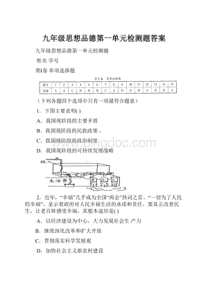 九年级思想品德第一单元检测题答案Word文件下载.docx