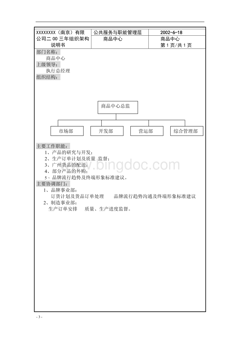 实例丽华实业南京有限公司二OO三年新组织架构说明书.doc_第3页