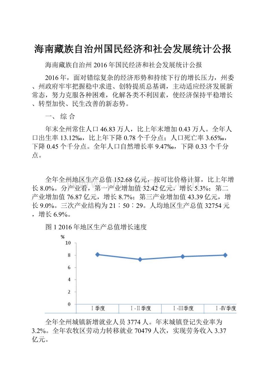 海南藏族自治州国民经济和社会发展统计公报.docx