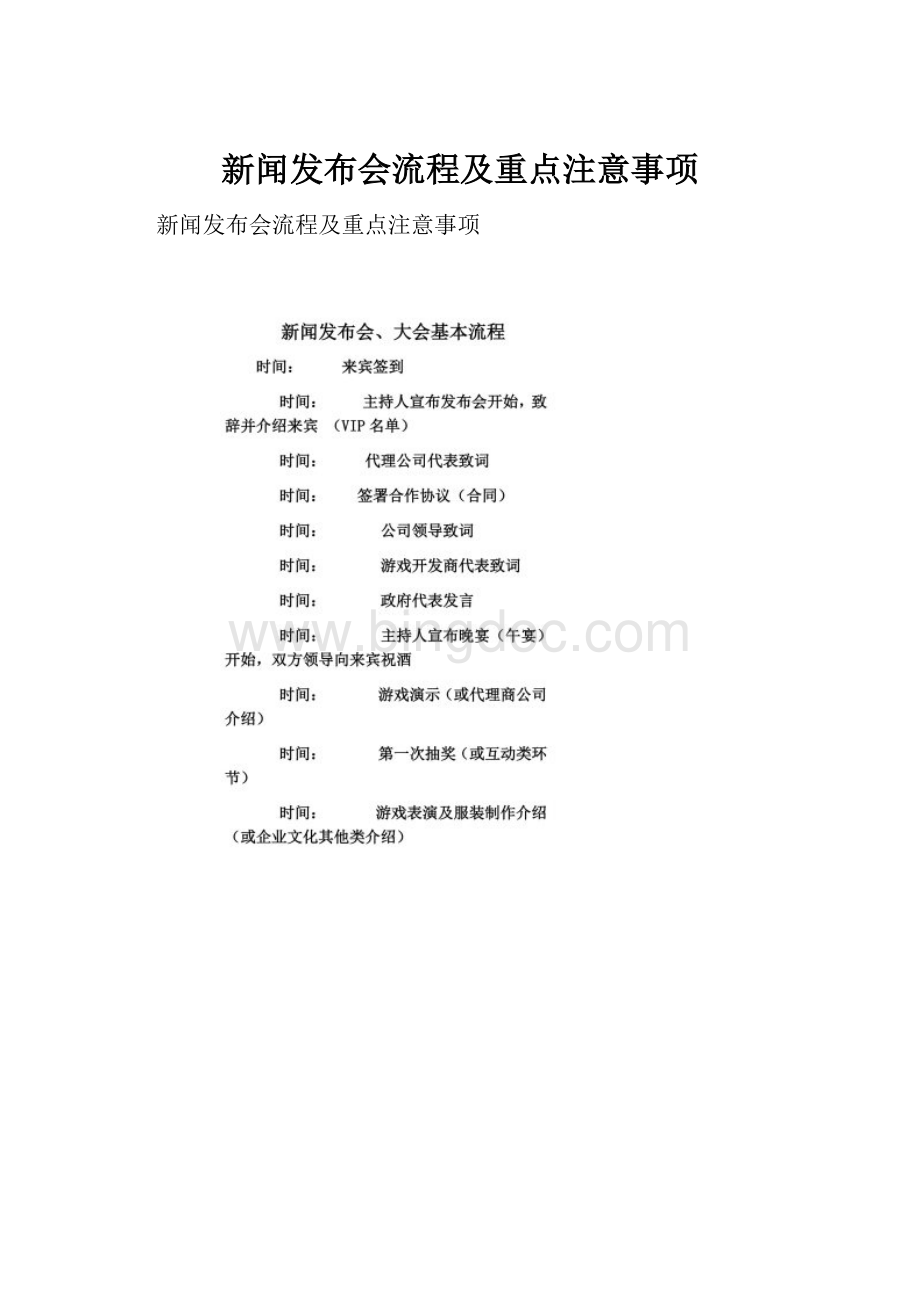 新闻发布会流程及重点注意事项Word文档格式.docx