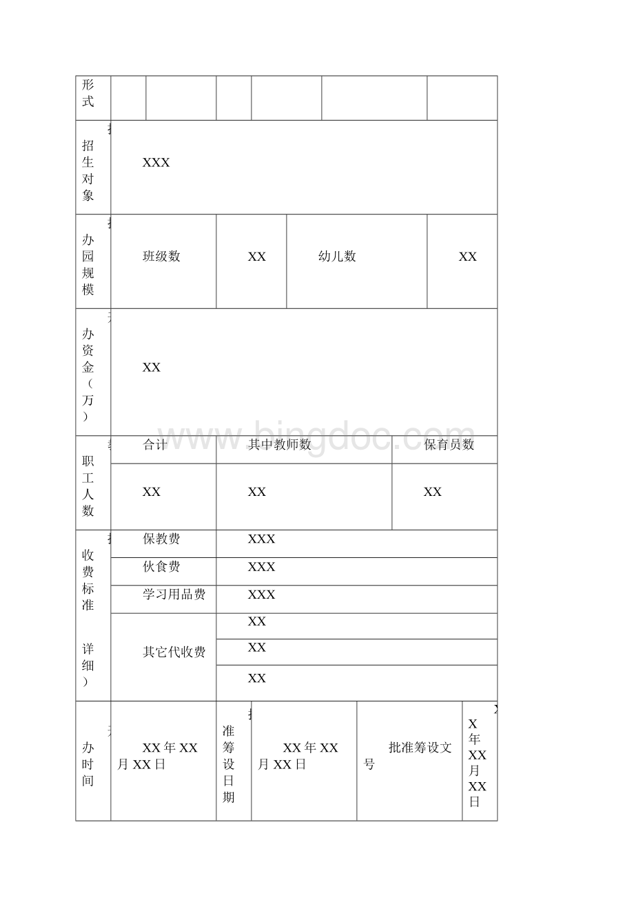 深圳市光明新区民办幼儿园注册登记书样表.docx_第3页