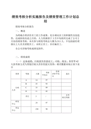 绩效考核分析实施报告及绩效管理工作计划总结.docx