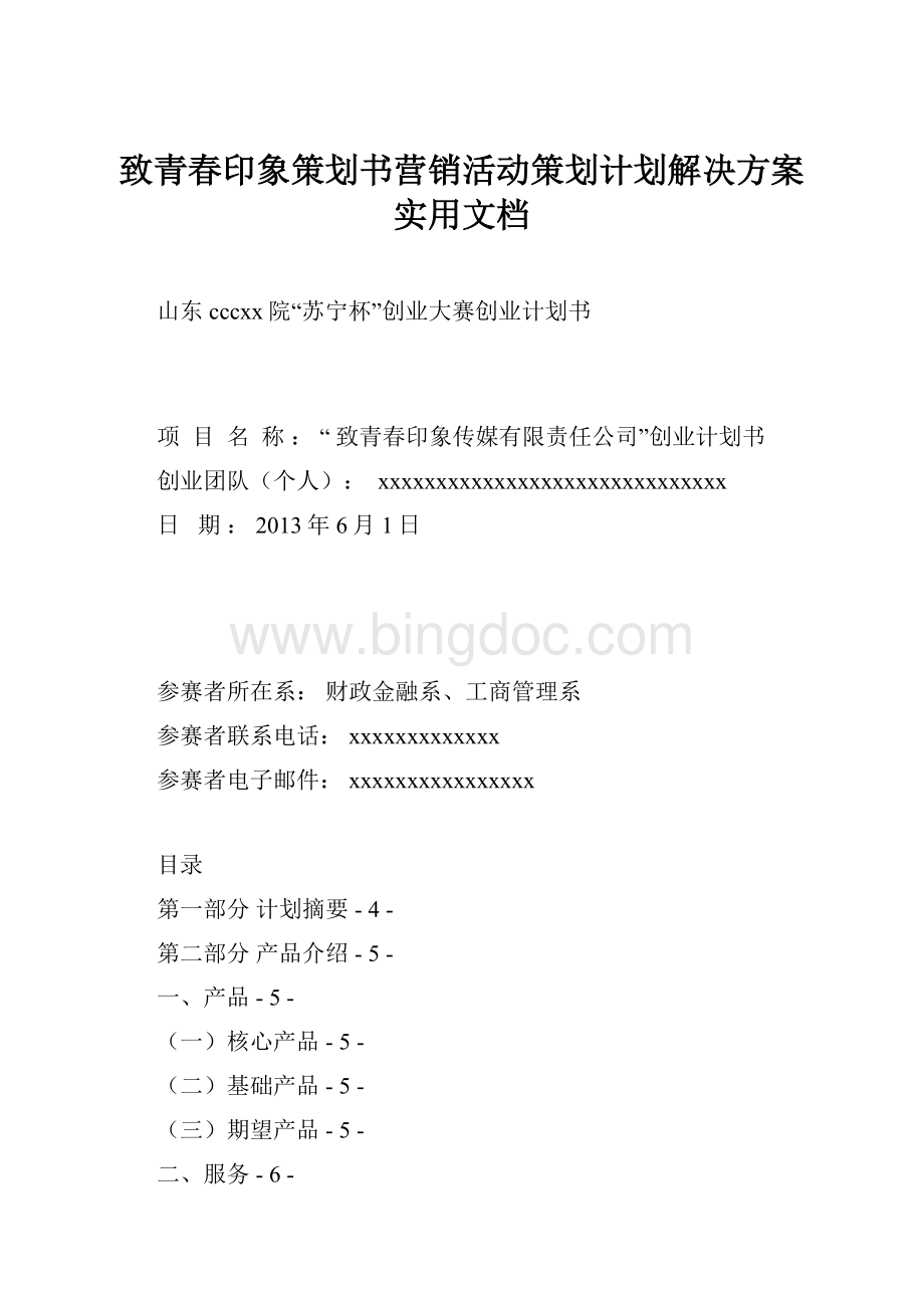 致青春印象策划书营销活动策划计划解决方案实用文档.docx