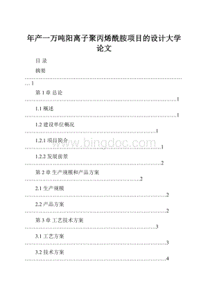 年产一万吨阳离子聚丙烯酰胺项目的设计大学论文.docx