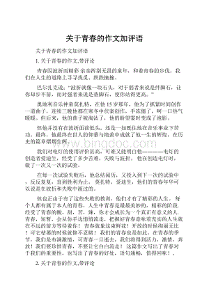 关于青春的作文加评语.docx