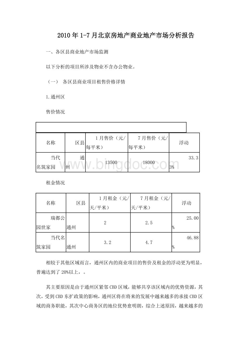 2010年1-7月北京房地产商业地产市场分析报告-14DOC.doc_第1页