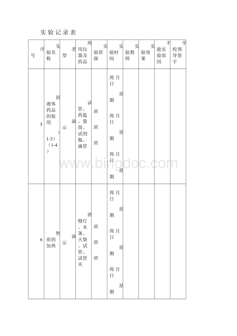 初中化学实验记录表.docx_第3页