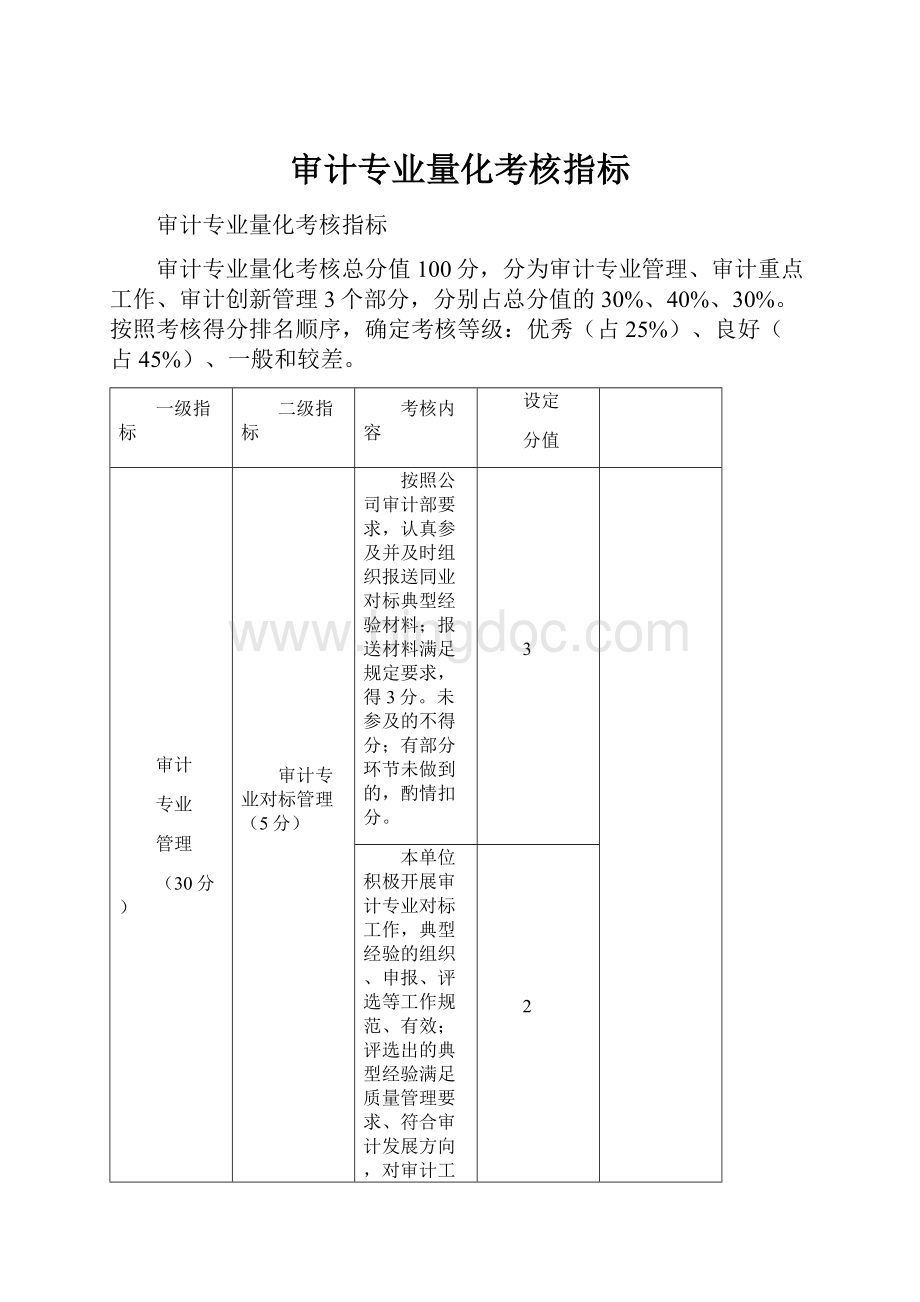 审计专业量化考核指标.docx