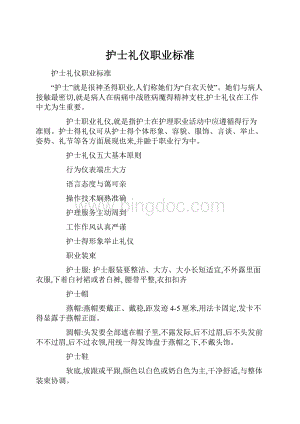 护士礼仪职业标准Word下载.docx