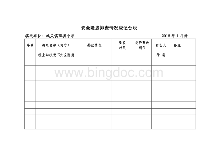 安全隐患排查情况登记台账Word下载.doc