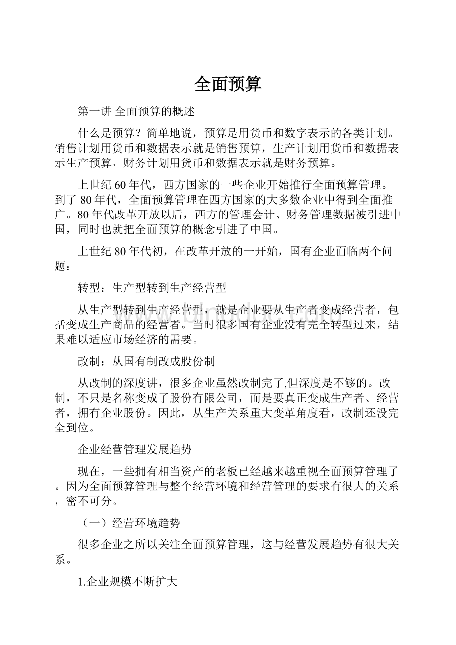 全面预算Word文档格式.docx