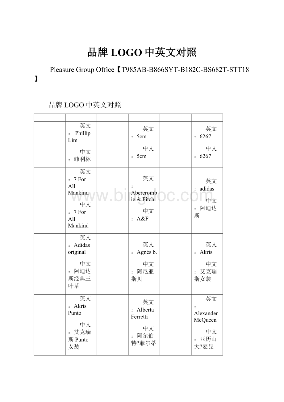 品牌LOGO中英文对照.docx_第1页