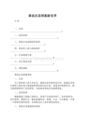 事故应急预案新世界Word文件下载.docx