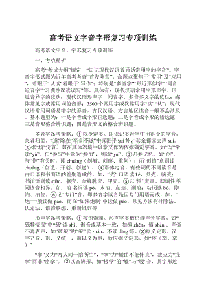 高考语文字音字形复习专项训练.docx