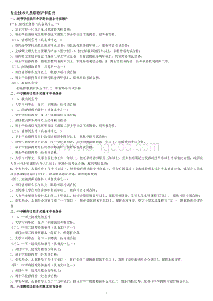 2016专业技术人员职称评审条件一.doc