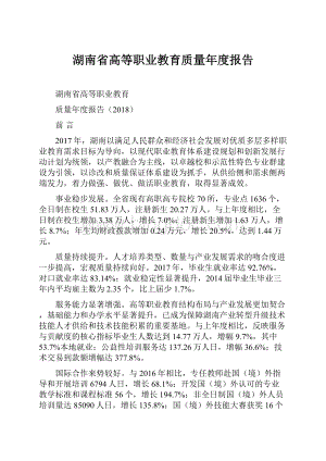 湖南省高等职业教育质量年度报告Word格式.docx