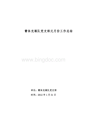 膏体充填队党支部2012年1月份工作总结Word文档下载推荐.doc