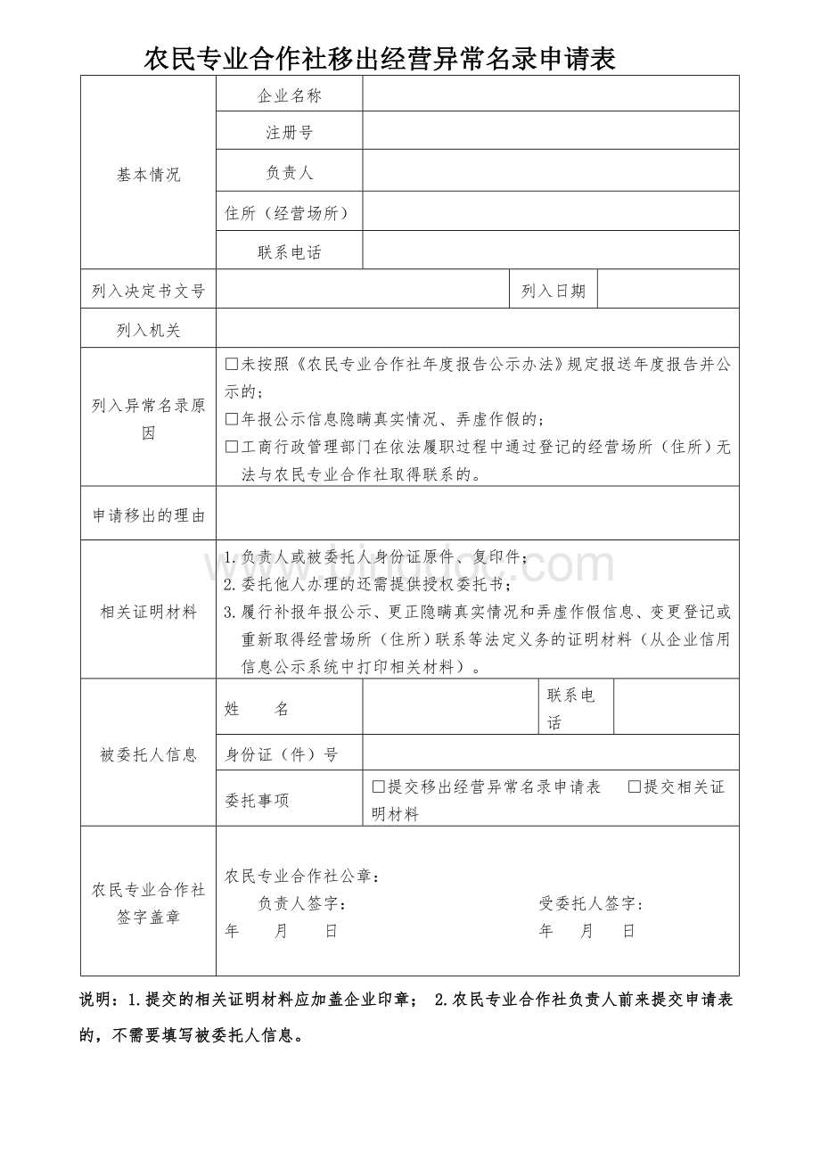 企业、合作社、个体移出经营异常名录申请表Word文档格式.doc_第2页