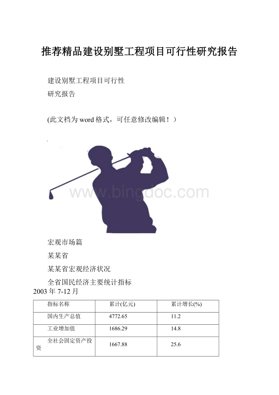 推荐精品建设别墅工程项目可行性研究报告Word文档格式.docx