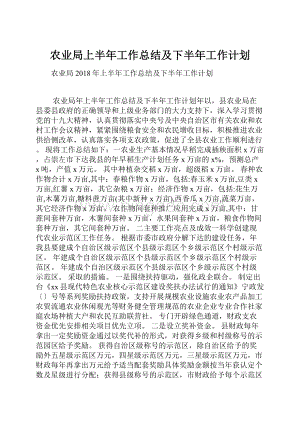 农业局上半年工作总结及下半年工作计划.docx