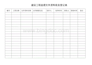 建设工程监理文件资料收发登记表Word文档格式.doc