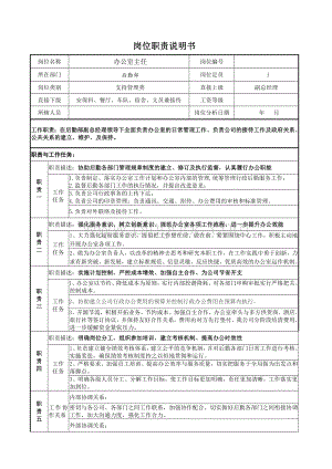 办公室主任岗位职责说明书.doc