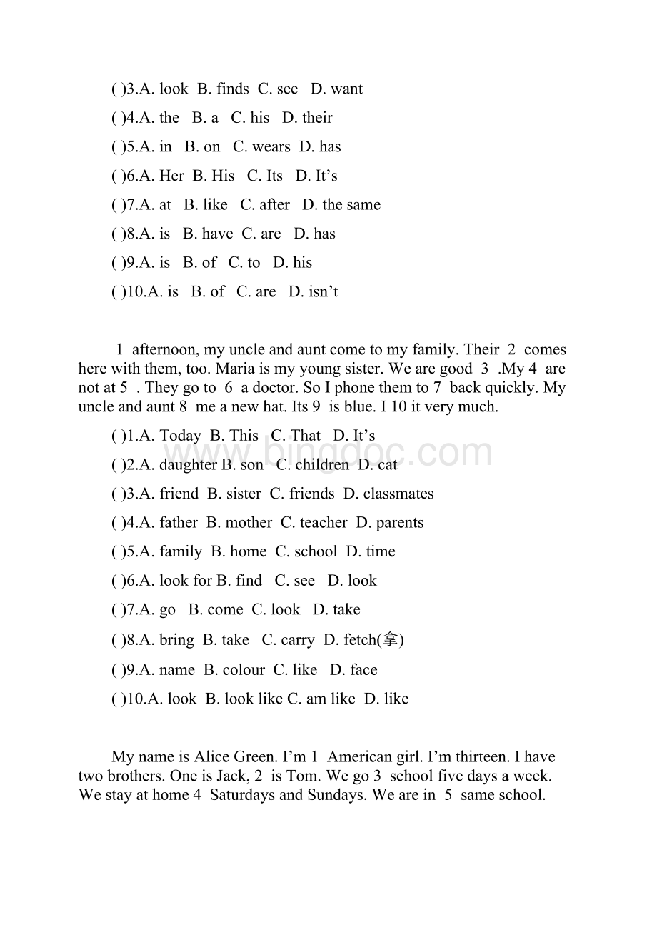 英语PEP四年级完型填空练习Word下载.docx_第2页