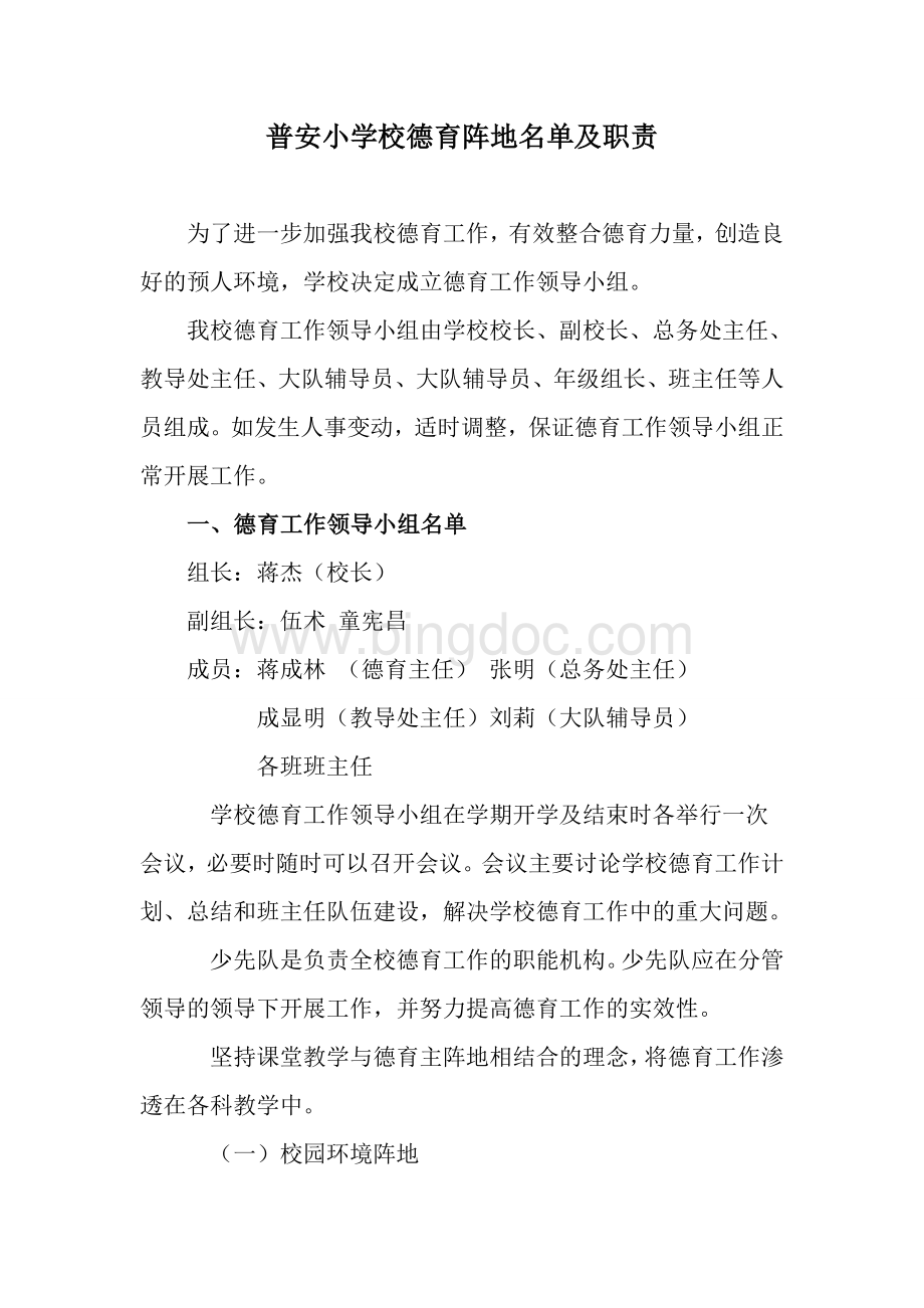 德育阵地名单及相关职责Word文档格式.doc