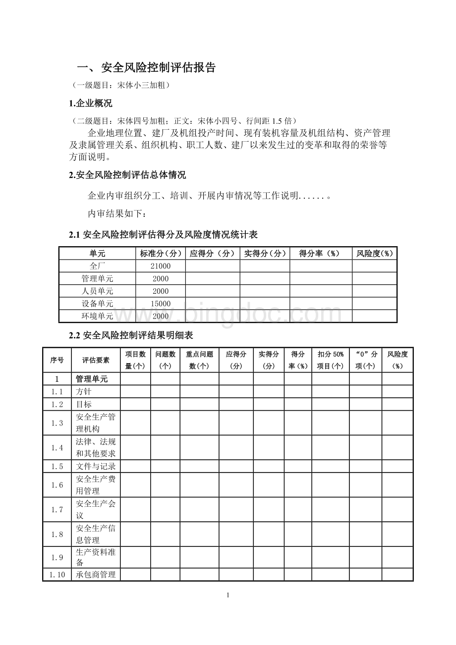 安全风险控制评估企业内审报告(模板).doc_第3页