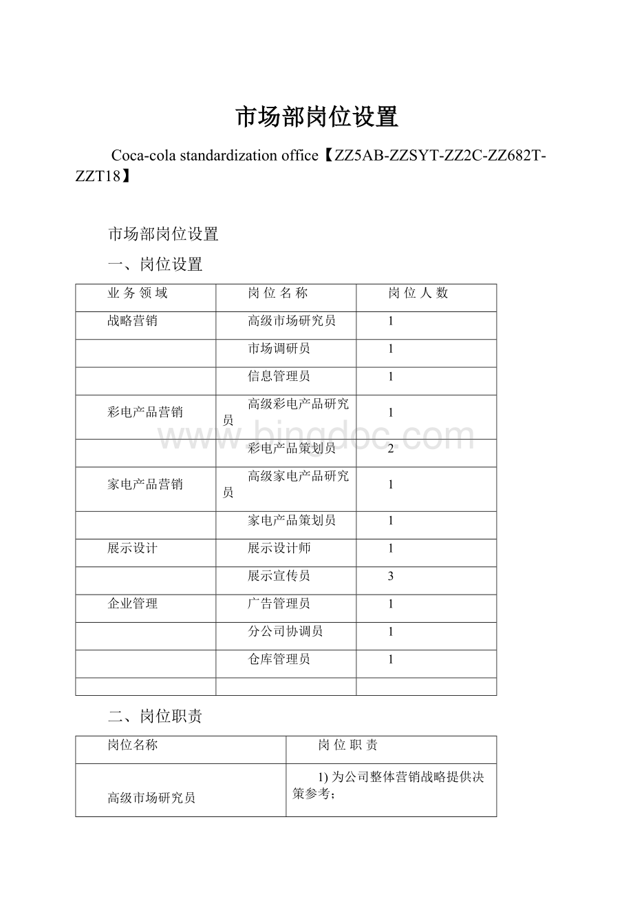 市场部岗位设置Word格式文档下载.docx_第1页