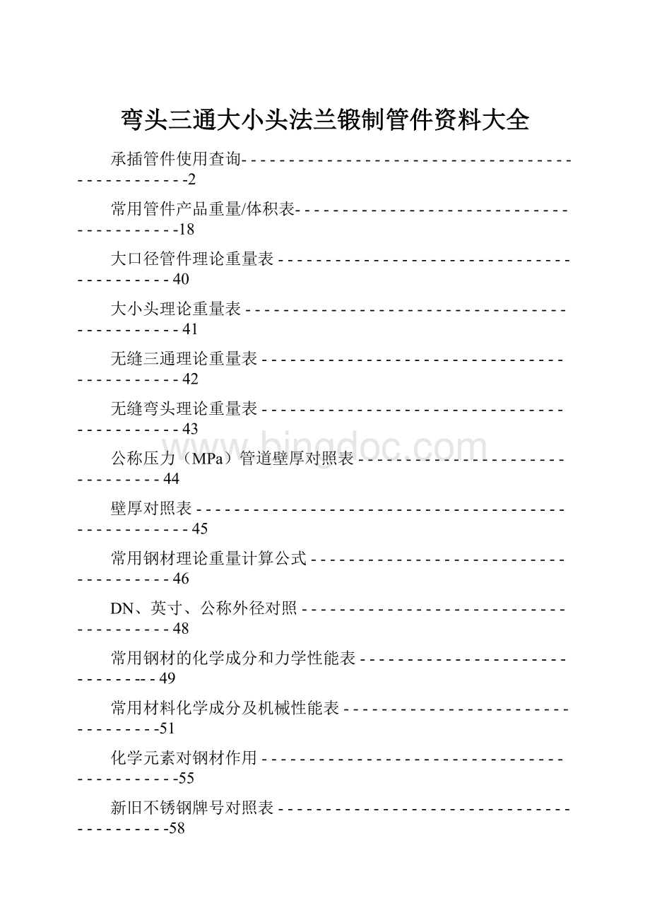 弯头三通大小头法兰锻制管件资料大全Word文档格式.docx_第1页