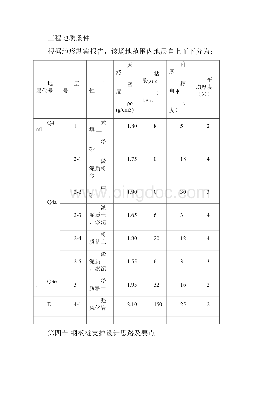 基坑钢板桩支护方案Word文档下载推荐.docx_第2页