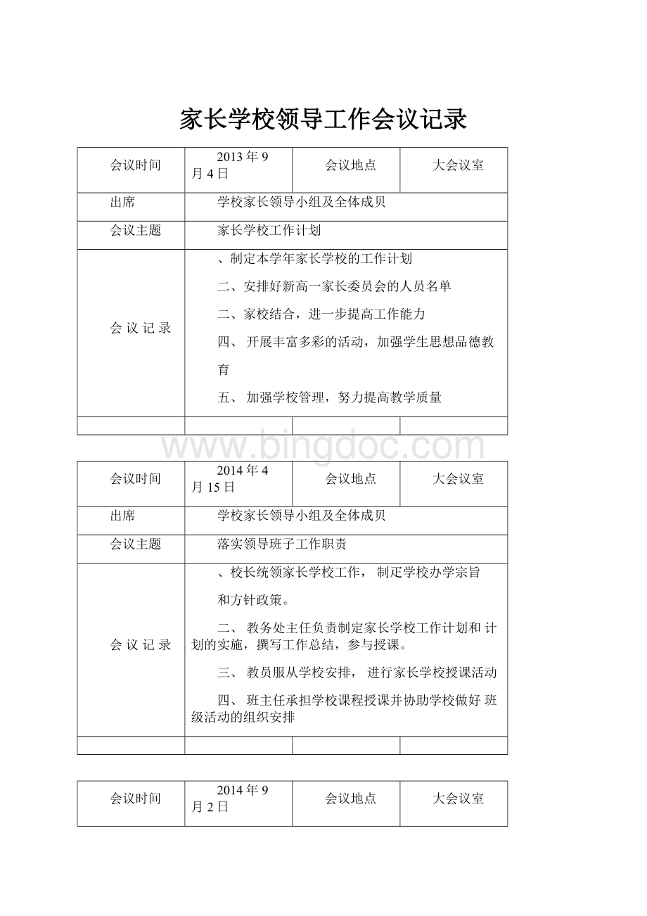 家长学校领导工作会议记录.docx