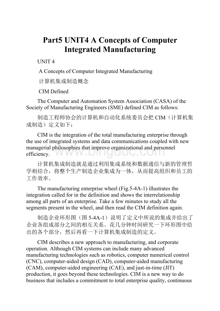 Part5 UNIT4AConcepts of Computer Integrated Manufacturing文档格式.docx_第1页