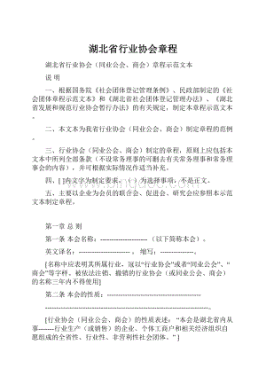 湖北省行业协会章程.docx