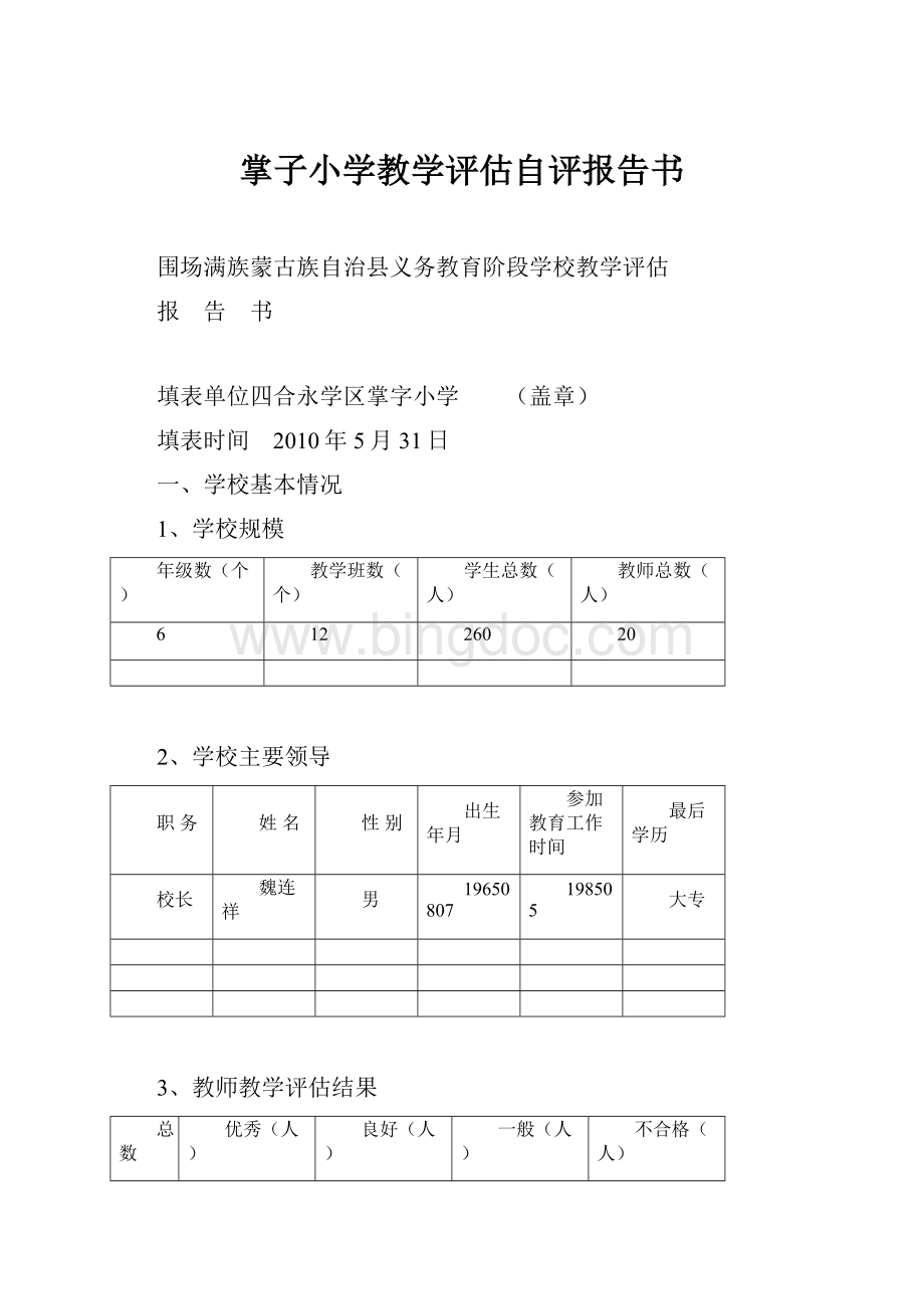 掌子小学教学评估自评报告书.docx_第1页