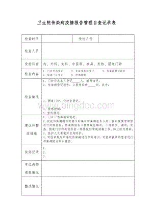 传染病疫情报告管理自查登记表.doc