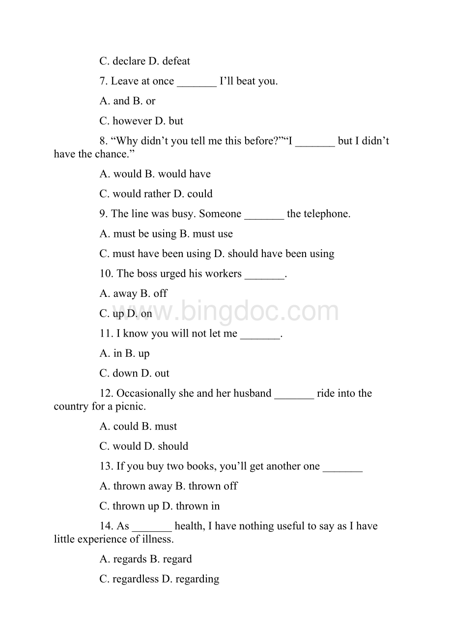 全国高等教育自学考试综合英语试题Word文档下载推荐.docx_第2页