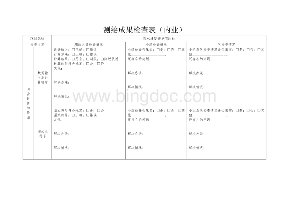 测绘成果检查表Word格式.doc