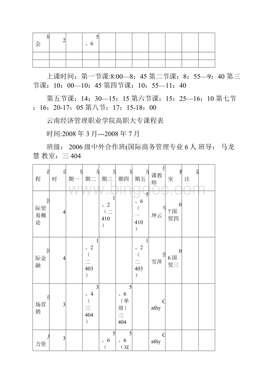 云南经济管理职业学院高职大专课程表.docx_第3页