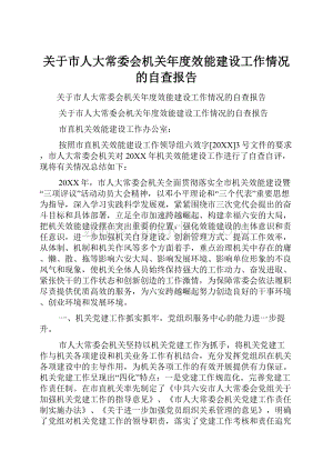 关于市人大常委会机关年度效能建设工作情况的自查报告.docx